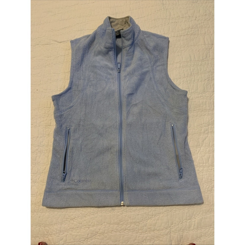 Columbia Vest Womens Small Blue Full Zip Fleece Jacket Sweatshirt Gorpcore Hike
